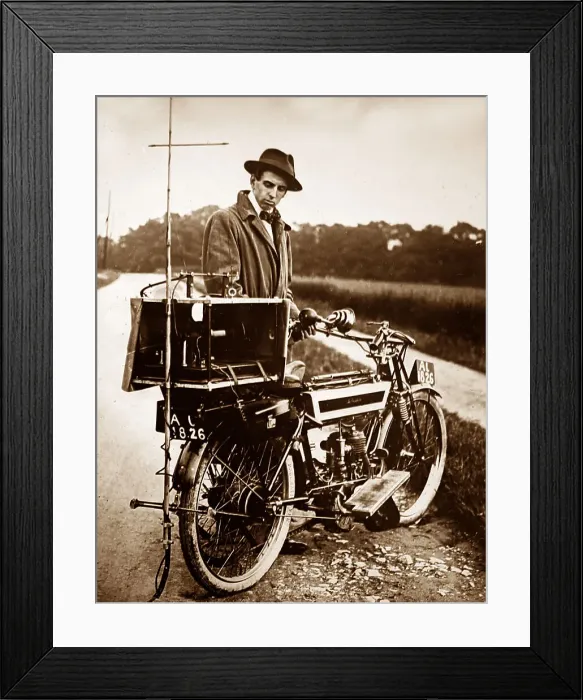 Framed Print : Motorcycle motorbike wit radio receiver (I think) Framed Print : Motorcycle motorbike wit radio receiver (I think)