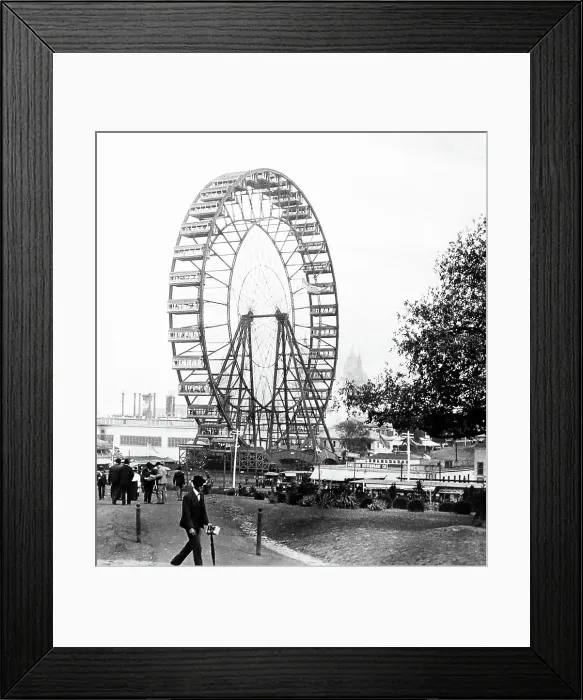 Framed Print : Ferris Wheel and Swedish Restaurant - St. Louis World's Fair Framed Print : Ferris Wheel and Swedish Restaurant - St. Louis World's Fair