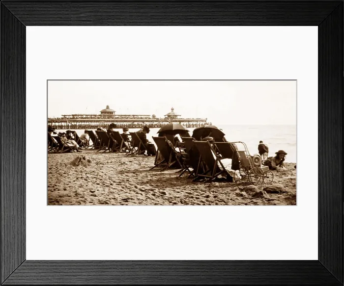 Framed Print : Bournemouth beach and pier, early 1900s Framed Print : Bournemouth beach and pier, early 1900s