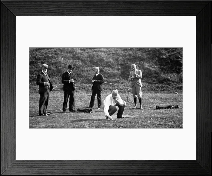 Framed Print : Group of men playing golf, Victorian period Framed Print : Group of men playing golf, Victorian period