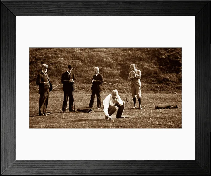Framed Print : Group of men playing golf, Victorian period Framed Print : Group of men playing golf, Victorian period