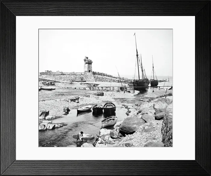 Framed Print : Lynmouth Harbour, Victorian period Framed Print : Lynmouth Harbour, Victorian period