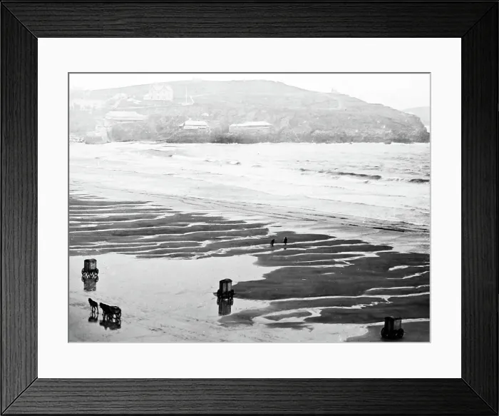 Framed Print : Newquay beach, Cornwall, Victorian period Framed Print : Newquay beach, Cornwall, Victorian period
