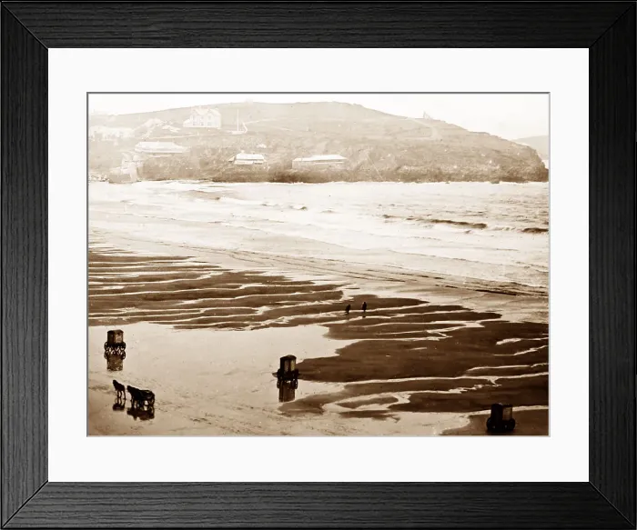 Framed Print : Newquay beach, Cornwall, Victorian period Framed Print : Newquay beach, Cornwall, Victorian period