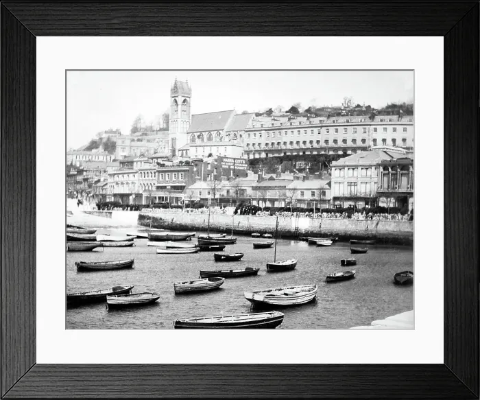 Framed Print : Torquay Harbour, Victorian period Framed Print : Torquay Harbour, Victorian period