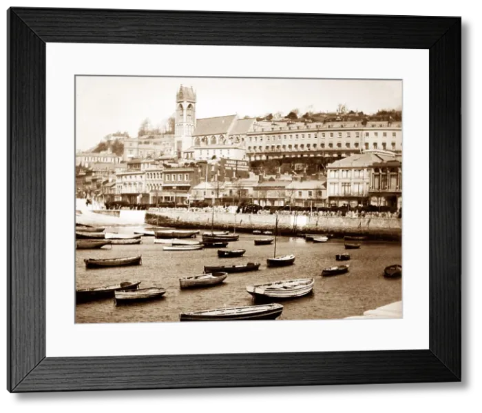 Framed Print : Torquay Harbour, Victorian period Framed Print : Torquay Harbour, Victorian period