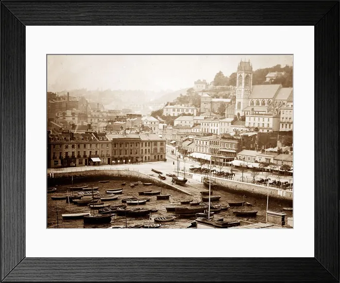 Framed Print : Torquay Harbour, Victorian period Framed Print : Torquay Harbour, Victorian period
