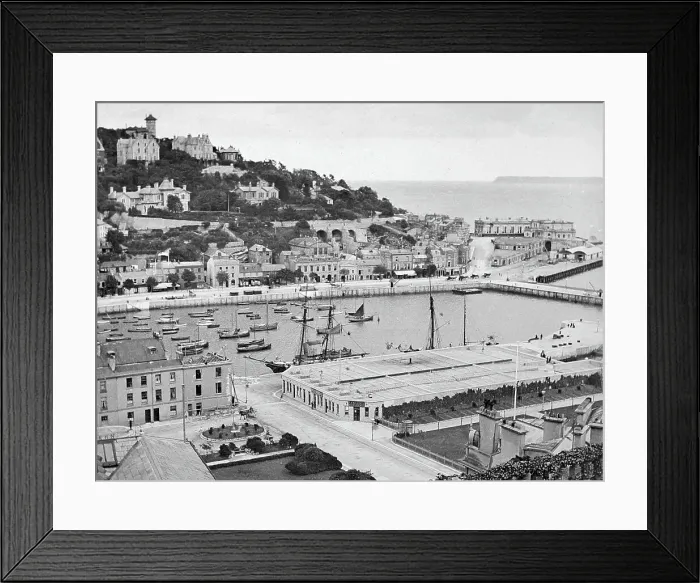 Framed Print : Torquay Harbour, Victorian period Framed Print : Torquay Harbour, Victorian period