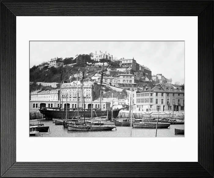 Framed Print : Torquay Harbour, Victorian period Framed Print : Torquay Harbour, Victorian period