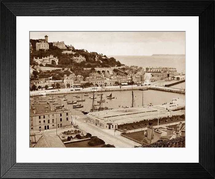 Framed Print : Torquay Harbour, Victorian period Framed Print : Torquay Harbour, Victorian period