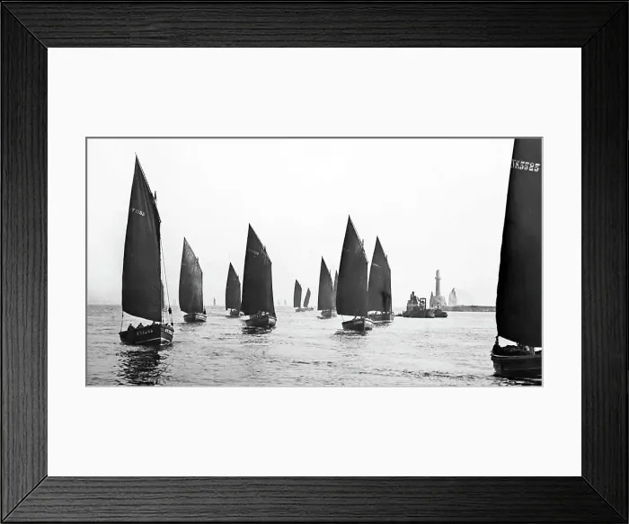 Framed Print : Herring boats off Aberdeen, Scotland, Victorian period Framed Print : Herring boats off Aberdeen, Scotland, Victorian period