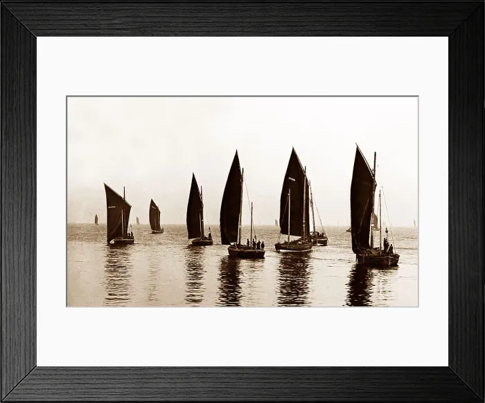 Framed Print : Herring boats off Peterhead, Scotland, Victorian period Framed Print : Herring boats off Peterhead, Scotland, Victorian period