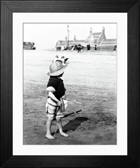 Framed Print : Playing on the sands at Morecambe, early 1900s Framed Print : Playing on the sands at Morecambe, early 1900s