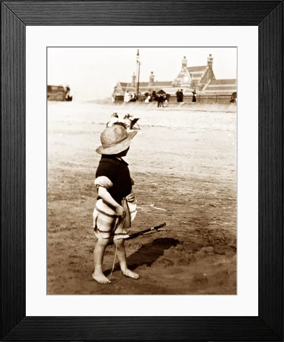 Framed Print : Playing on the sands at Morecambe, early 1900s Framed Print : Playing on the sands at Morecambe, early 1900s
