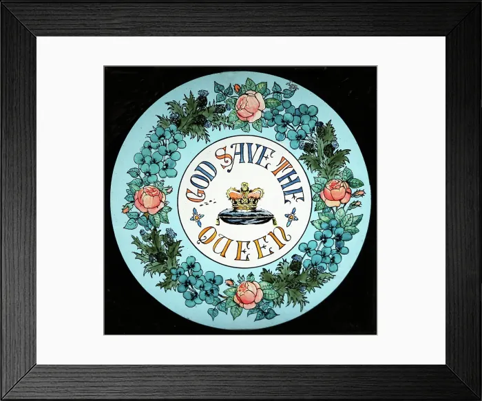 Framed Print : God Save the Queen magic lantern slide, Victorian period Framed Print : God Save the Queen magic lantern slide, Victorian period
