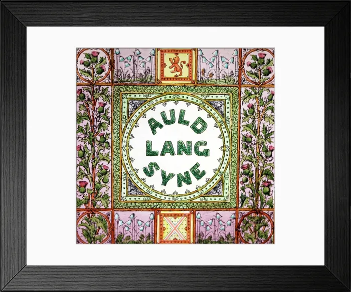 Framed Print : Auld Lang Syne magic lantern slide, Victorian period Framed Print : Auld Lang Syne magic lantern slide, Victorian period