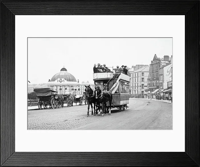 Framed Print : Horse tram, West End Gardens, Morecambe, early 1900s Framed Print : Horse tram, West End Gardens, Morecambe, early 1900s