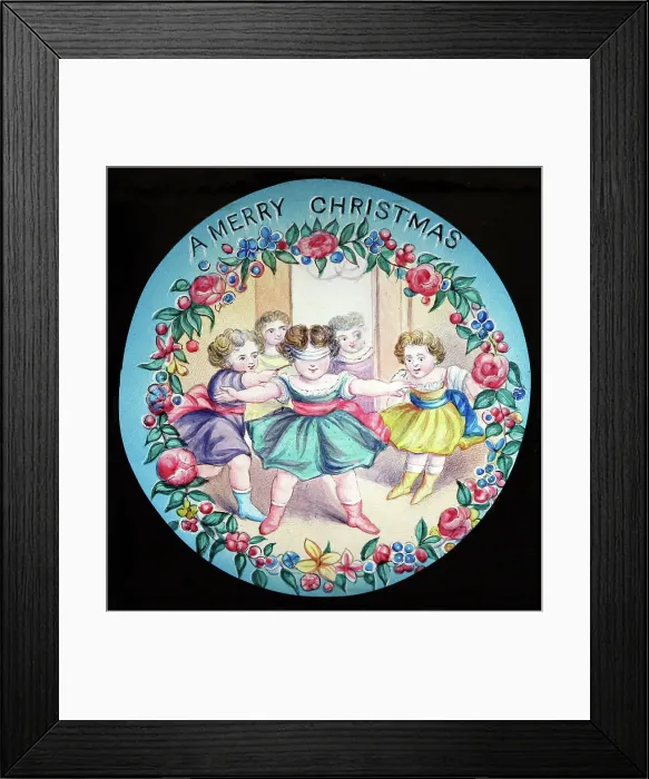 Framed Print : A Merry Christmas magic lantern slide, Victorian period Framed Print : A Merry Christmas magic lantern slide, Victorian period
