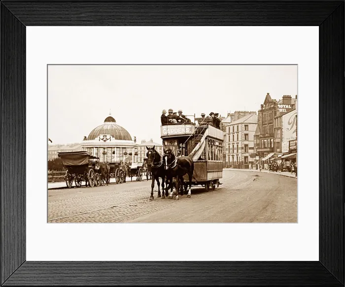 Framed Print : Horse tram, West End Gardens, Morecambe, early 1900s Framed Print : Horse tram, West End Gardens, Morecambe, early 1900s