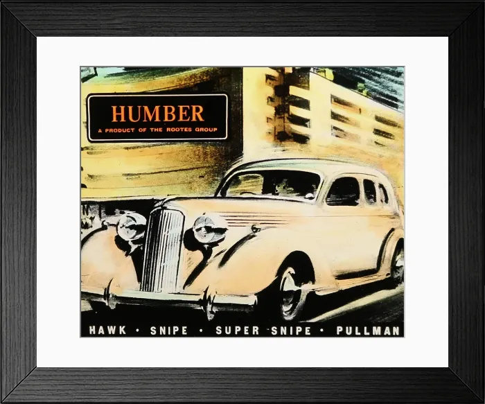 Framed Print : Humber cars cinema advertisement, probably 1940s Framed Print : Humber cars cinema advertisement, probably 1940s