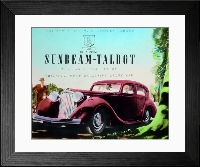 Framed Print : Sunbeam Talbot cinema advertisement, probably 1940s Framed Print : Sunbeam Talbot cinema advertisement, probably 1940s