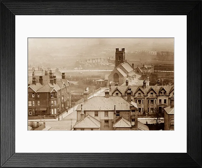 Framed Print : Burnley panorama, Lancashire, early 1900s Framed Print : Burnley panorama, Lancashire, early 1900s