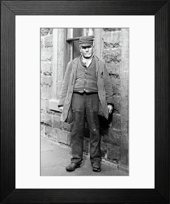 Framed Print : Workman, Burnley, Lancashire, early 1900s Framed Print : Workman, Burnley, Lancashire, early 1900s