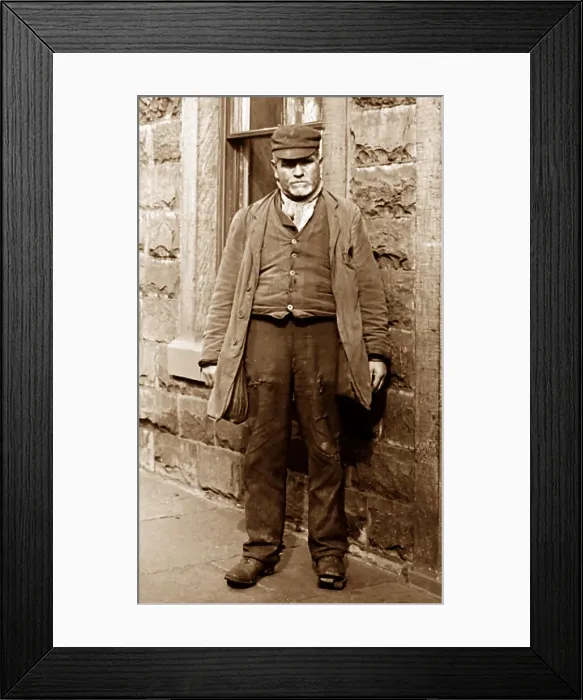 Framed Print : Workman, Burnley, Lancashire, early 1900s Framed Print : Workman, Burnley, Lancashire, early 1900s