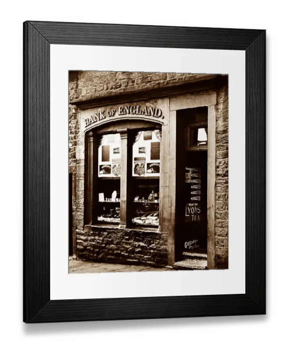 Framed Print : Bank of England shop, Burnley, Lancashire, early 1900s Framed Print : Bank of England shop, Burnley, Lancashire, early 1900s