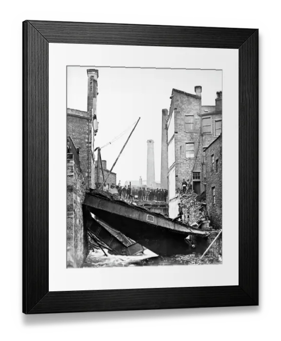 Framed Print : Collapse of Cheshire's shop, Burnley, Lancashire Framed Print : Collapse of Cheshire's shop, Burnley, Lancashire