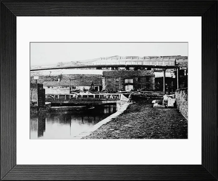 Framed Print : Canal, Finsleygate, Burnley, Lancashire, early 1900s Framed Print : Canal, Finsleygate, Burnley, Lancashire, early 1900s