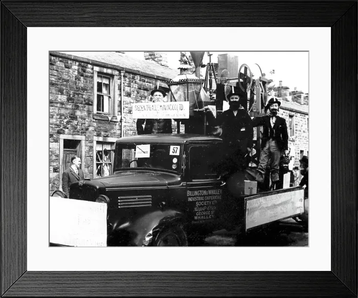 Framed Print : Sabden Treacle Miners procession float, possibly 1930s Framed Print : Sabden Treacle Miners procession float, possibly 1930s