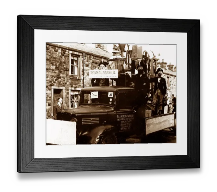 Framed Print : Sabden Treacle Miners procession float, possibly 1930s Framed Print : Sabden Treacle Miners procession float, possibly 1930s