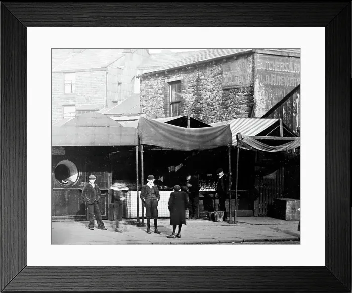 Framed Print : Shooting Gallery, Market Street, Burnley, early 1900s Framed Print : Shooting Gallery, Market Street, Burnley, early 1900s