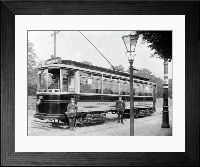 Framed Print : Single deck electric tram, Burnley, Lancashire, early 1900s Framed Print : Single deck electric tram, Burnley, Lancashire, early 1900s