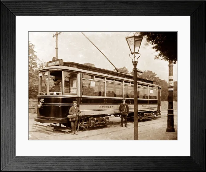 Framed Print : Single deck electric tram, Burnley, Lancashire, early 1900s Framed Print : Single deck electric tram, Burnley, Lancashire, early 1900s