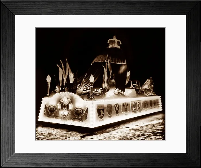 Framed Print : Decorated illuminated Coronation tram, Burnley Framed Print : Decorated illuminated Coronation tram, Burnley