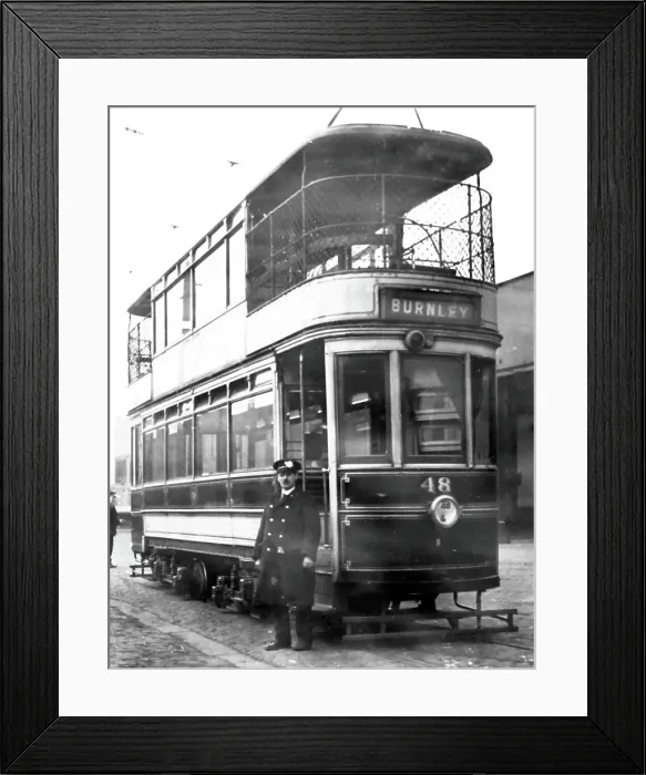 Framed Print : Burnley tram driver Charlie Nelson, possibly 1920s Framed Print : Burnley tram driver Charlie Nelson, possibly 1920s