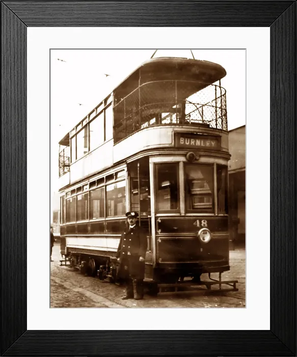 Framed Print : Burnley tram driver Charlie Nelson, possibly 1920s Framed Print : Burnley tram driver Charlie Nelson, possibly 1920s