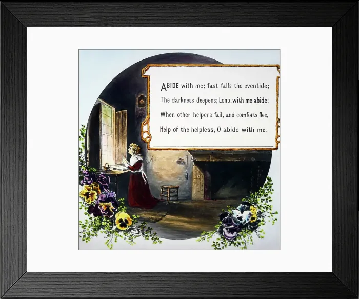 Framed Print : Abide with me, magic lantern projection slide, verse 1 Framed Print : Abide with me, magic lantern projection slide, verse 1