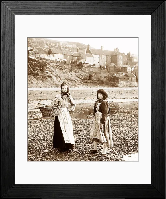 Framed Print : Gathering shellfish, Whitby, Victorian period Framed Print : Gathering shellfish, Whitby, Victorian period