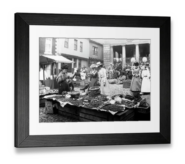 Framed Print : Whitby Market, Victorian period Framed Print : Whitby Market, Victorian period