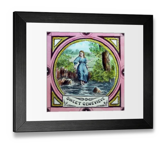 Framed Print : Victorian lantern slide illustrating song Sweet Genevieve Framed Print : Victorian lantern slide illustrating song Sweet Genevieve