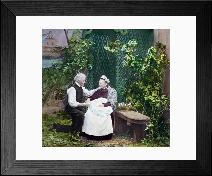 Framed Print : Victorian lantern slide illustrating song Sweet Genevieve Framed Print : Victorian lantern slide illustrating song Sweet Genevieve
