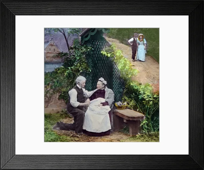 Framed Print : Victorian lantern slide illustrating song Sweet Genevieve Framed Print : Victorian lantern slide illustrating song Sweet Genevieve