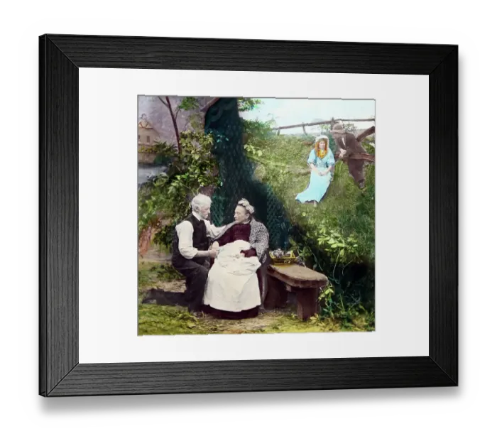 Framed Print : Victorian lantern slide illustrating song Sweet Genevieve Framed Print : Victorian lantern slide illustrating song Sweet Genevieve