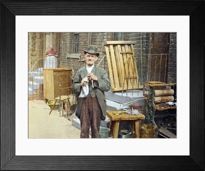 Framed Print : Secondhand furniture dealer, Victorian period Framed Print : Secondhand furniture dealer, Victorian period
