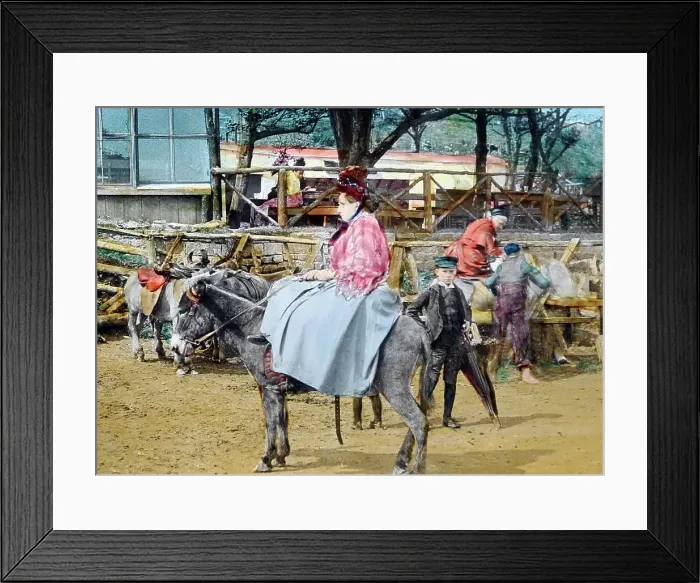 Framed Print : Donkey rides at a village fete, Victorian period Framed Print : Donkey rides at a village fete, Victorian period