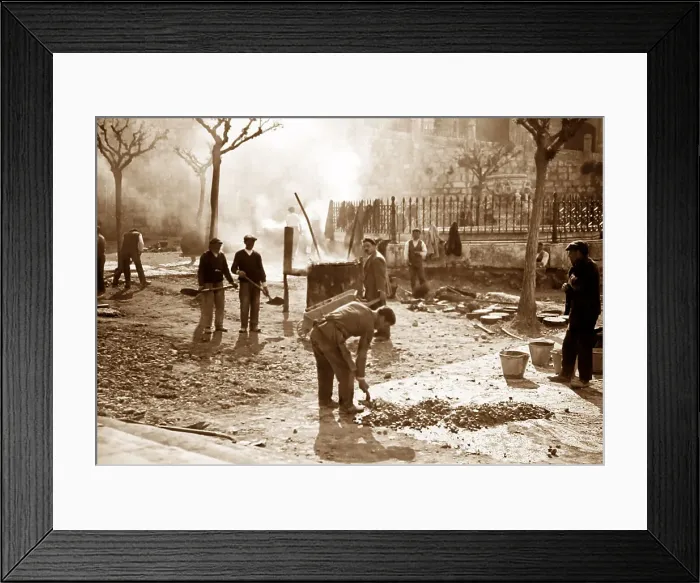 Framed Print : Road repair gang, early 1900s Framed Print : Road repair gang, early 1900s