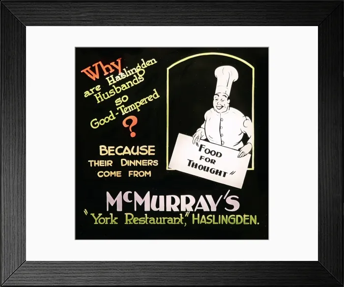 Framed Print : Cinema advertisement for McMurray's Restaurant, Haslingden Framed Print : Cinema advertisement for McMurray's Restaurant, Haslingden